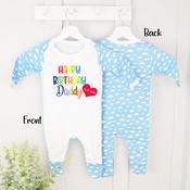 Personalised Baby Grow-Happy Birthday Mom/Dad-(Blue Or Pink Cloud)