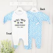Personalised Godparent Baby Grow-Will You Be My Godparent Yellow Star