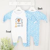 Personalised Baby Grow-All Details Animals (Pink Or Blue) image