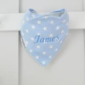 Personalised Billy's Bib-Baby Blue Stars (Embroidered) image