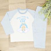 Personalised Kids Pyjamas-When I Wake Bunny (Blue) image