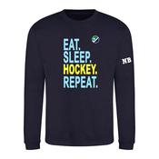 Eat Sleep Hockey Repeat French Navy Sweater