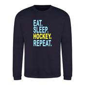 Eat Sleep Hockey Repeat French Navy Sweater