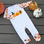 Halloween Pumpkin Designed Baby Grow-Boo image