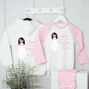 Personalised Kids Communion Bundle Pyjamas (Pink Cloud) &amp;amp; Zip UP-Simple Cross image