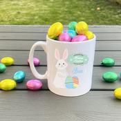 Personalised Easter Eggs Mug-Happy Easter Bunny Blue image