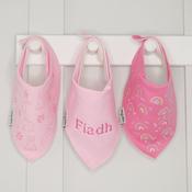 Personalised Billy's Bib Bundles-Blue Rainbow Bunny Dark Pink image