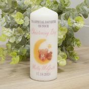 Personalised Christening Candle-Teddy Moon image
