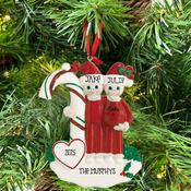 Candy Cane Pregnant Couple Personalised Hanging Christmas Decoration
