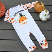 Halloween Pumpkin Baby Grow-Pumpkin Cat Design image
