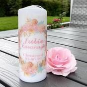 Personalised Christening Candle-Floral Wreath