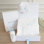 Christening Hamper- Bib, Blanket &amp;amp; Candle Personalised image