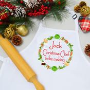 Personalised Christmas Apron-Christmas Dinner Apron Wreath(Kids) image