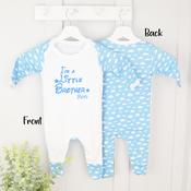 Personalised Sibling Baby Grow-Walt Blue (Cloud) image