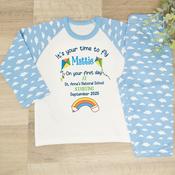 Personalised First Day Of School Kids Pyjamas-Time To Fly (Pink or Blue) image