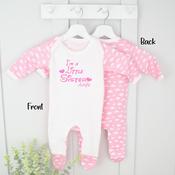 Personalised Sibling Baby Grow-Walt Pink (Cloud) image