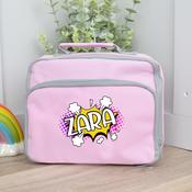 Personalised Pink Lunch Bag-Comic Girl