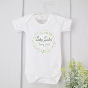 Personalised Announcing Arrival Vest-Coming Soon Floral Wreath image