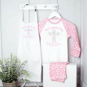Personalised Kids Communion Bundle Apron &amp;amp; Pyjamas (Pink Cloud) -Decorative Cross