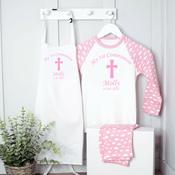 Personalised Kids Communion Bundle Apron &amp;amp; Pyjamas (Pink Cloud) -Simple Cross