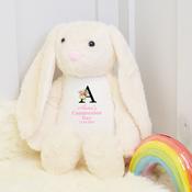 Personalised Communion Bunny Teddy-Initial Flower