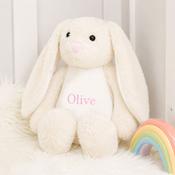Personalised Embroidered Teddy-Cream Bunny (Different Thread Colours)