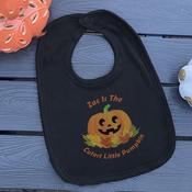 Personalised Black Rounded Bib-Cutest Little Pumpkin image