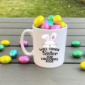 Personalised Easter Eggs Mug-Will Trade (who) For Chocolate image