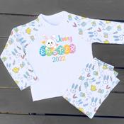Personalised Kids Easter Pyjamas - Bunny Easter Eggs (Easter Design)