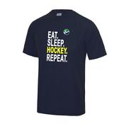 Eat sleep Hockey Repeat Navy t-shirt with Yellow Unisex Fit