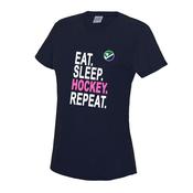 Eat sleep Hockey Repeat Navy T-shirt Pink