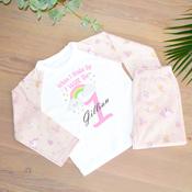 Personalised Kids Pyjamas-When I Wake Rainbow &amp;amp; Cloud Pink image