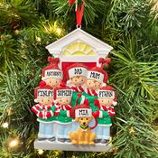 Family of 6 with Dog Personalised Christmas Decoration image
