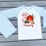 Personalised Kids Pyjamas-Birthday Farm (Blue) image
