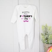 Personalised Father's Day Baby Gro-Pink Moustache image