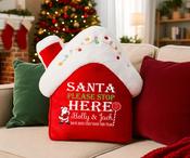 Personalised Christmas House Cushion-Santa Please Stop Here