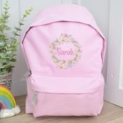 Personalised Pink School Bag-Flower Wreath(Holds 12 Litres) image