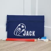 Personalised Navy Pencil Case-Soccer Ball image