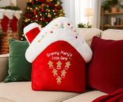Personalised House Cushion-Christmas Gingerbread-Your Kids Handwriting