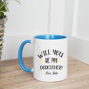 Personalised Godparent Mug-Will You Be My Godparent Yellow Stars