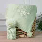 Pom Pom Nova Knit Apple Green Blanket &amp;amp; Hat-You Choose The Thread Colour