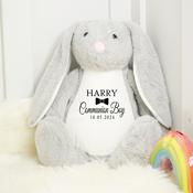 Personalised Communion Bunny Different Colours-Black Dickie Bow