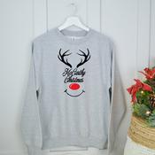 Christmas Adult Sweatshirt-Rudolph Face