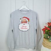 Christmas Adult Sweatshirt-Traditional Santa Face