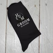 Personalised Wedding Socks-Initails Leaf Design