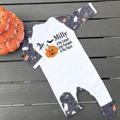 Halloween Witches Hat Pattern Baby Grow-Pumpkin In The Patch image