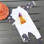 Halloween Witches Hat Baby Grow-Pumpkin Stack Design image