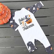 Halloween Witches Hat Baby Grow-Pumpkin Witches Hat Design image
