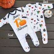 Halloween Monster Pattern Baby Grow-1st pumpkin Design image