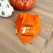 Personalised Billy's Orange Bib-1st Halloween Pumpkin image